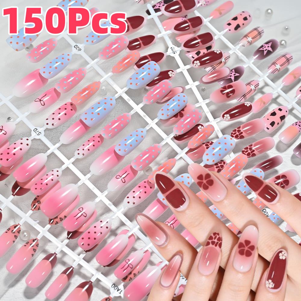 Nail Art Leopard - 150 Adet Pembe Mavi Ombre Leopar