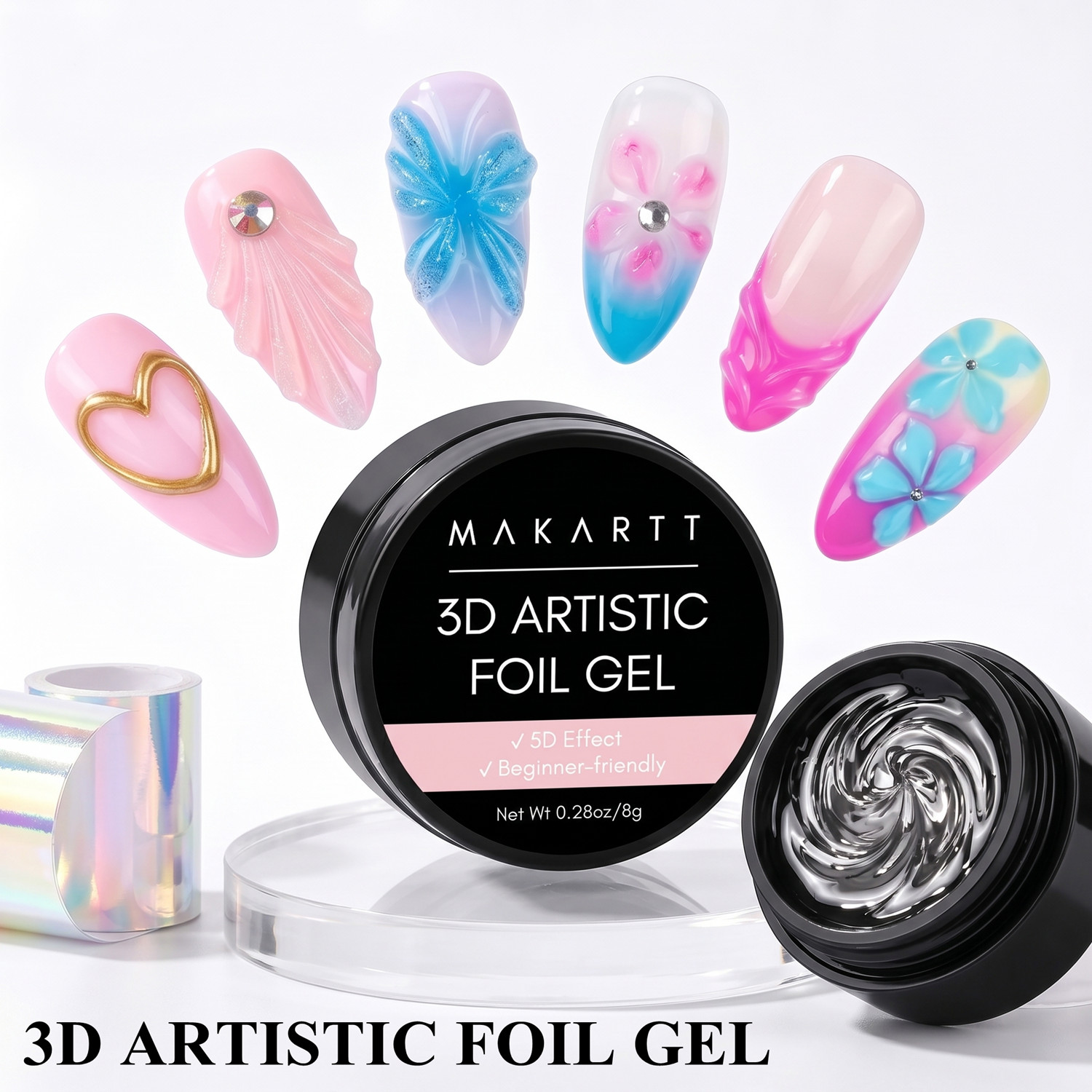 Nail Art Chrome - Makartt 3D Tırnak Jeli 8ml Tırnak