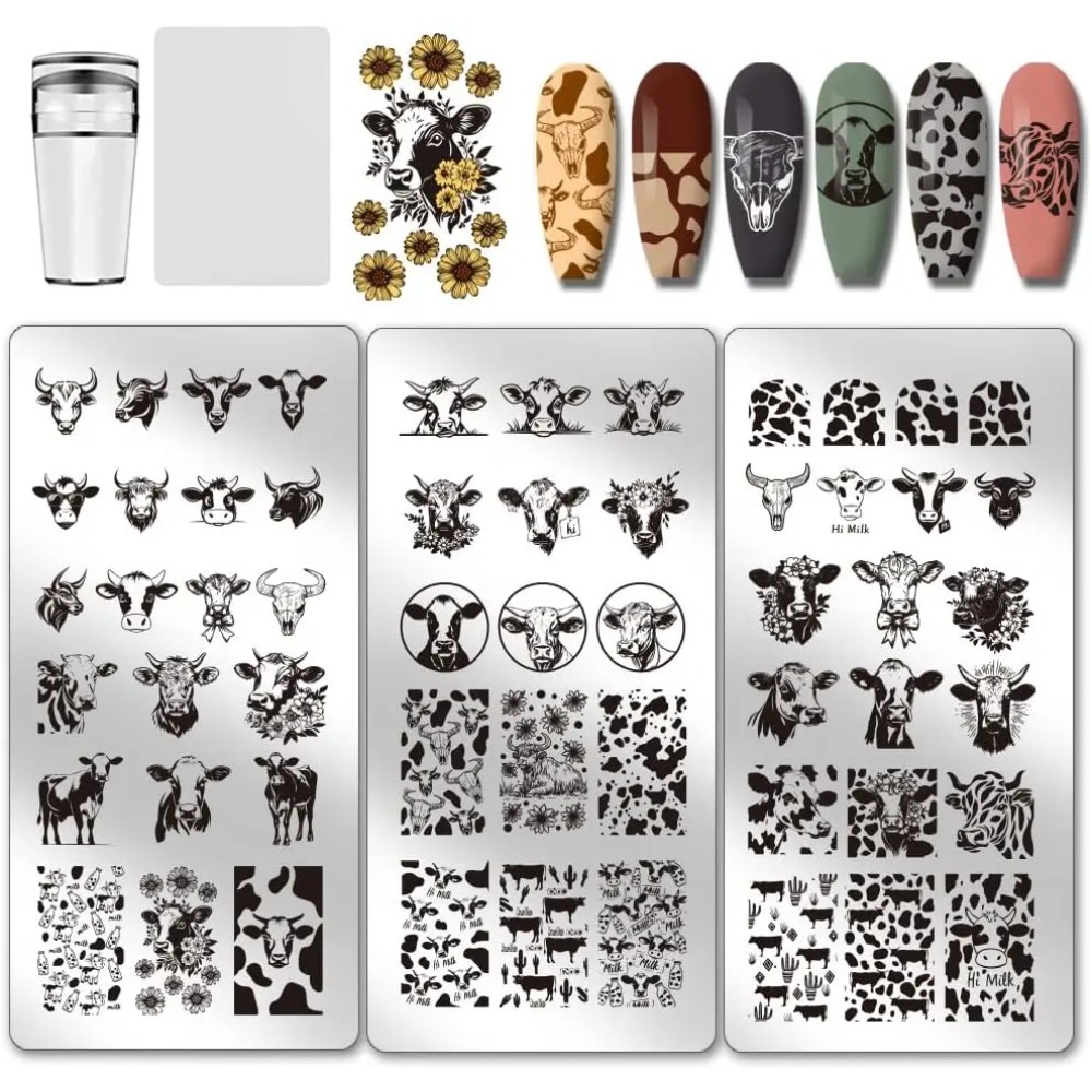 Nail Art Leopard - 3 adet İnek Temalı Tırnak Baskı