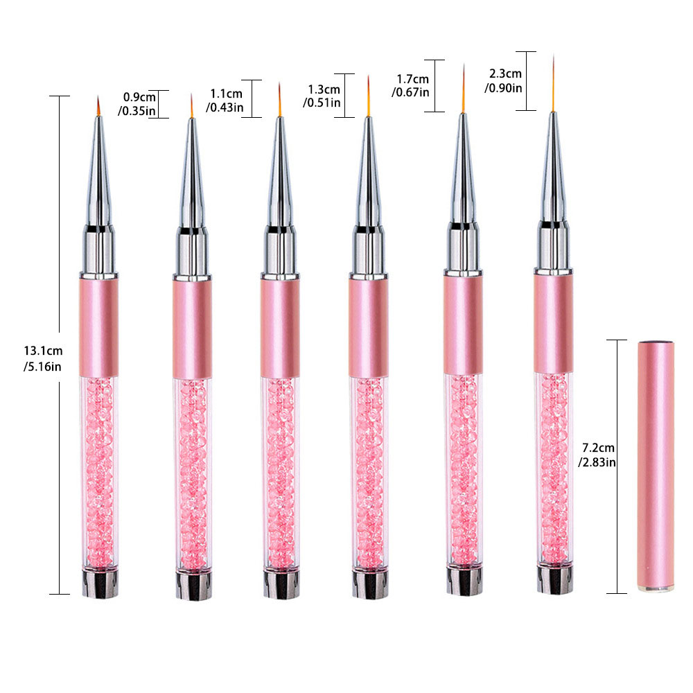 Nail Fan Brush - 6'lı Set Akrilik Fransız Çizgili Tırnak
