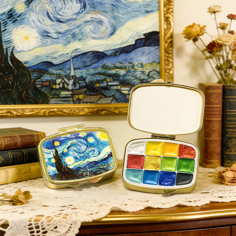 Nail Art Van Gogh - Van Gogh Yıldızlı Gece Simli Suluboya