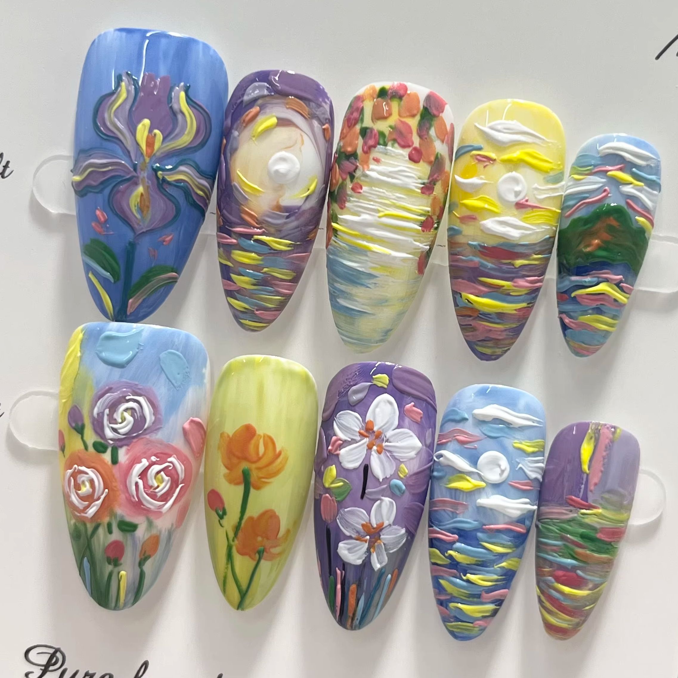 Nail Art Van Gogh - Badem Şeklinde Van Gogh Yıldızlı Gökyüzü