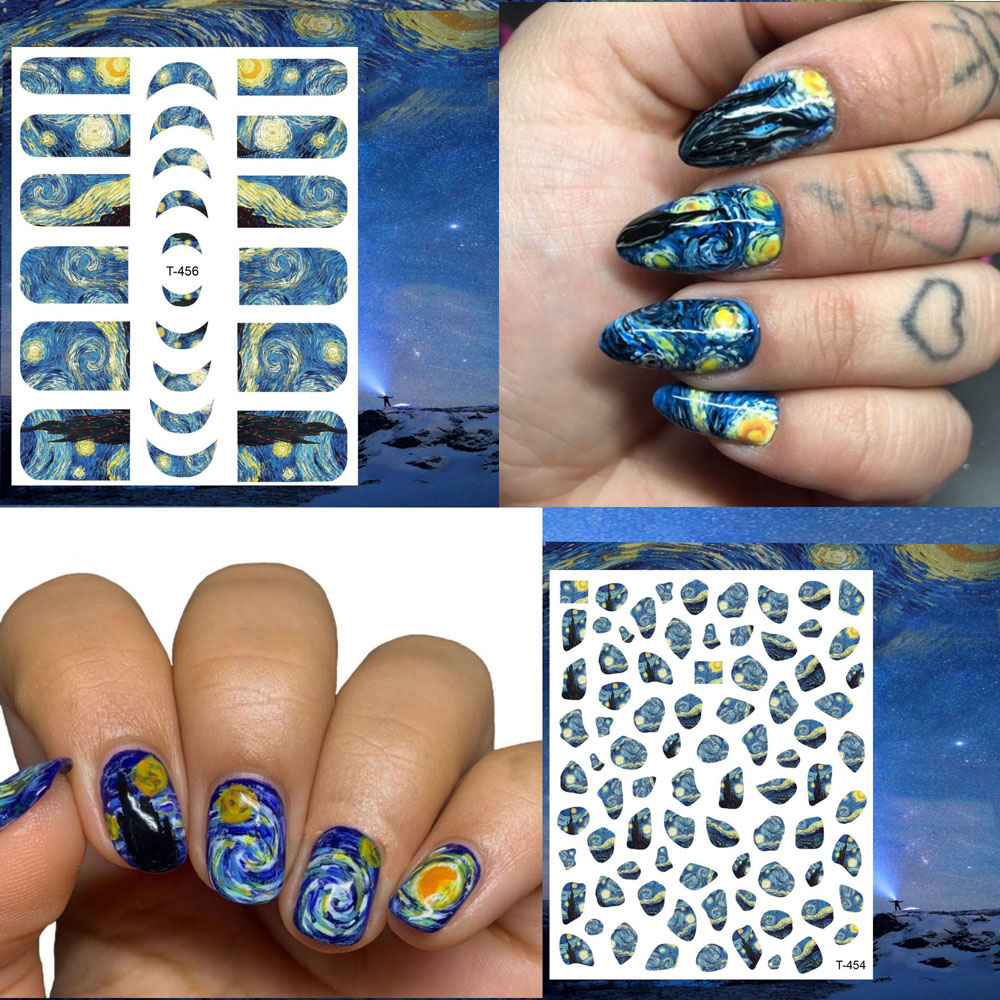 Nail Art Van Gogh - 1 adet Van Gogh Gece Romantik