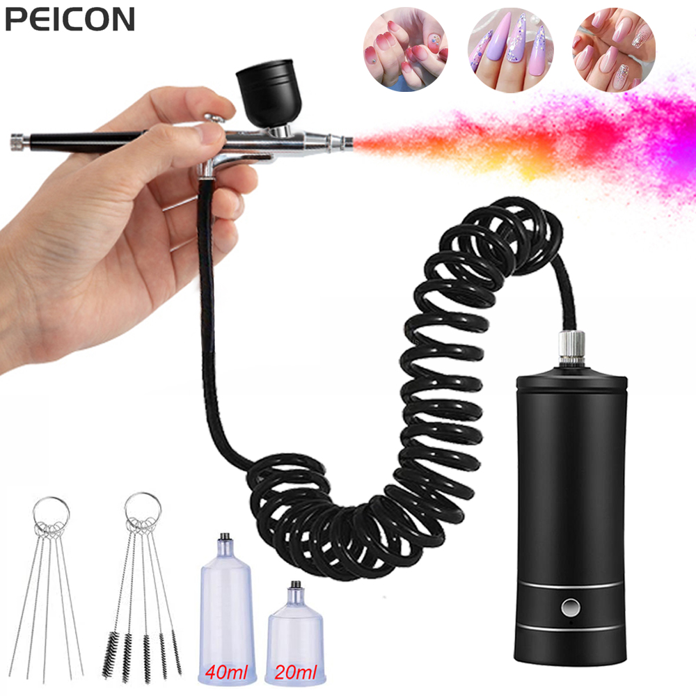 Nail Fan Brush - Airbrush Tırnak Kompresörlü Taşınabilir Hava Fırçası