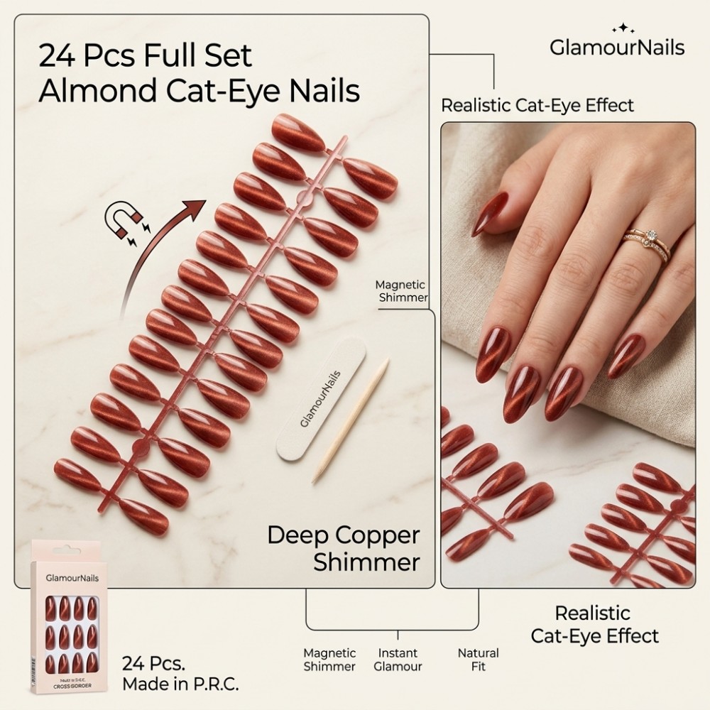 24 Adet Kısa Kare Takma Tırnak - Nail Art Extension Cat Eye incelemesi ve fiyatı