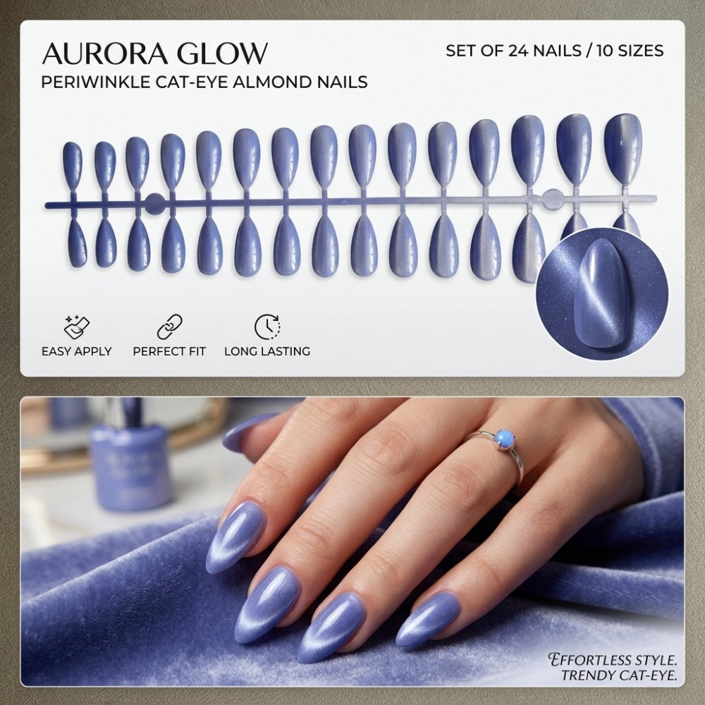 24 Adet Kısa Kare Takma Tırnak - Nail Art Extension Cat Eye incelemesi ve fiyatı