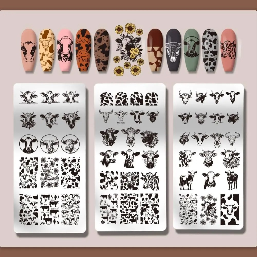 3 adet İnek Temalı Tırnak Bask - Nail Art Leopard incelemesi ve fiyatı
