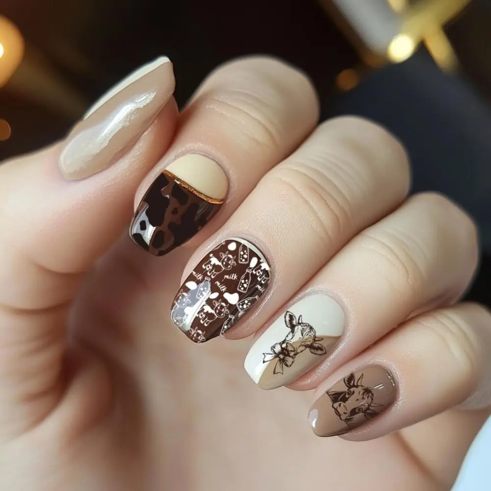 3 adet İnek Temalı Tırnak Bask - Nail Art Leopard incelemesi ve fiyatı
