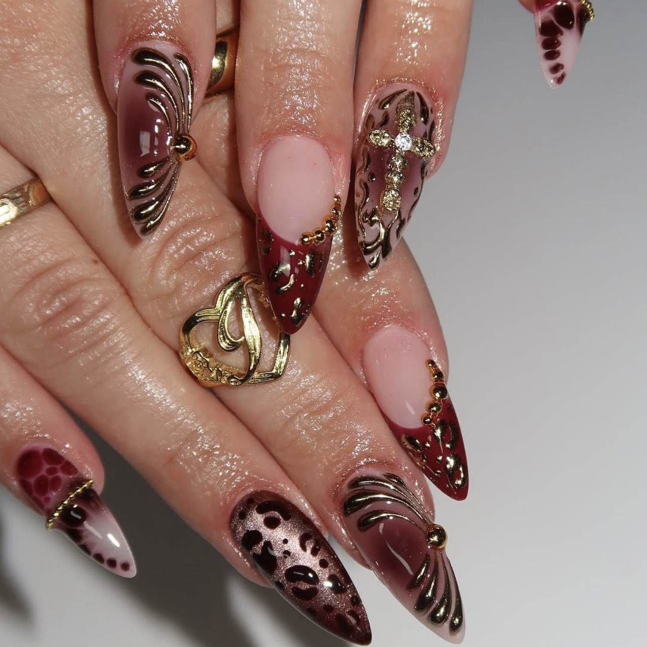 Degrade şarap kırmızısı kahver - Nail Art Leopard incelemesi ve fiyatı