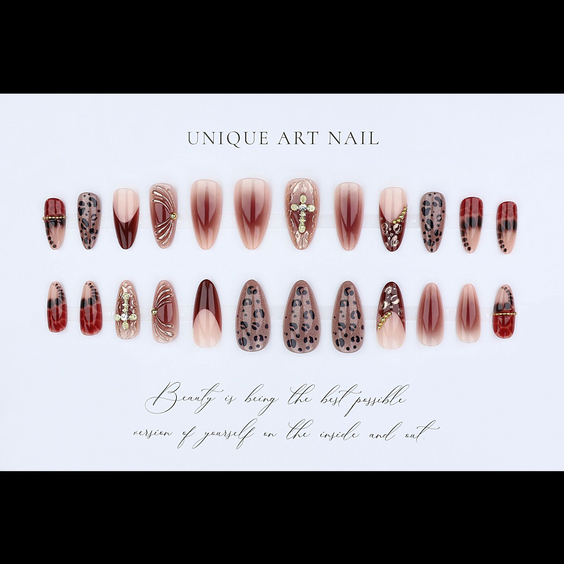 Degrade şarap kırmızısı kahver - Nail Art Leopard incelemesi ve fiyatı